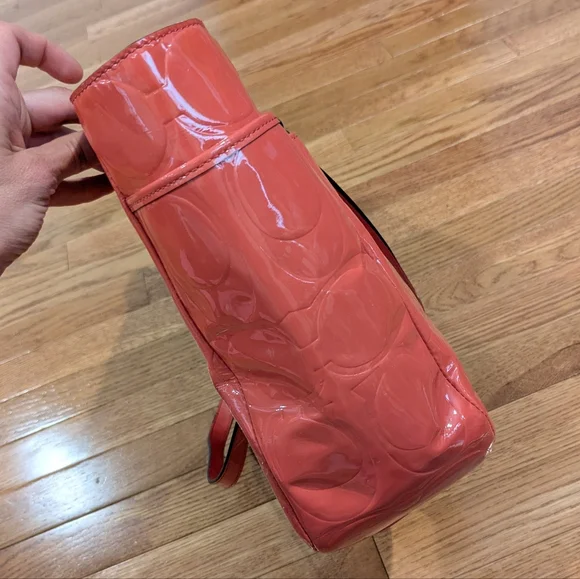 Coach Coral Patent Leather Tote Bag - Picture 2 of 14